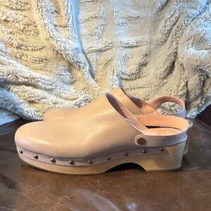 J. Crew Blush Leather Mules with Studded Detail